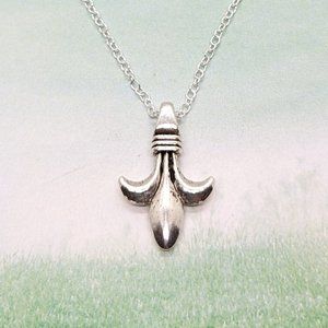 Gothic  Fleur De Lis Silver Necklace
